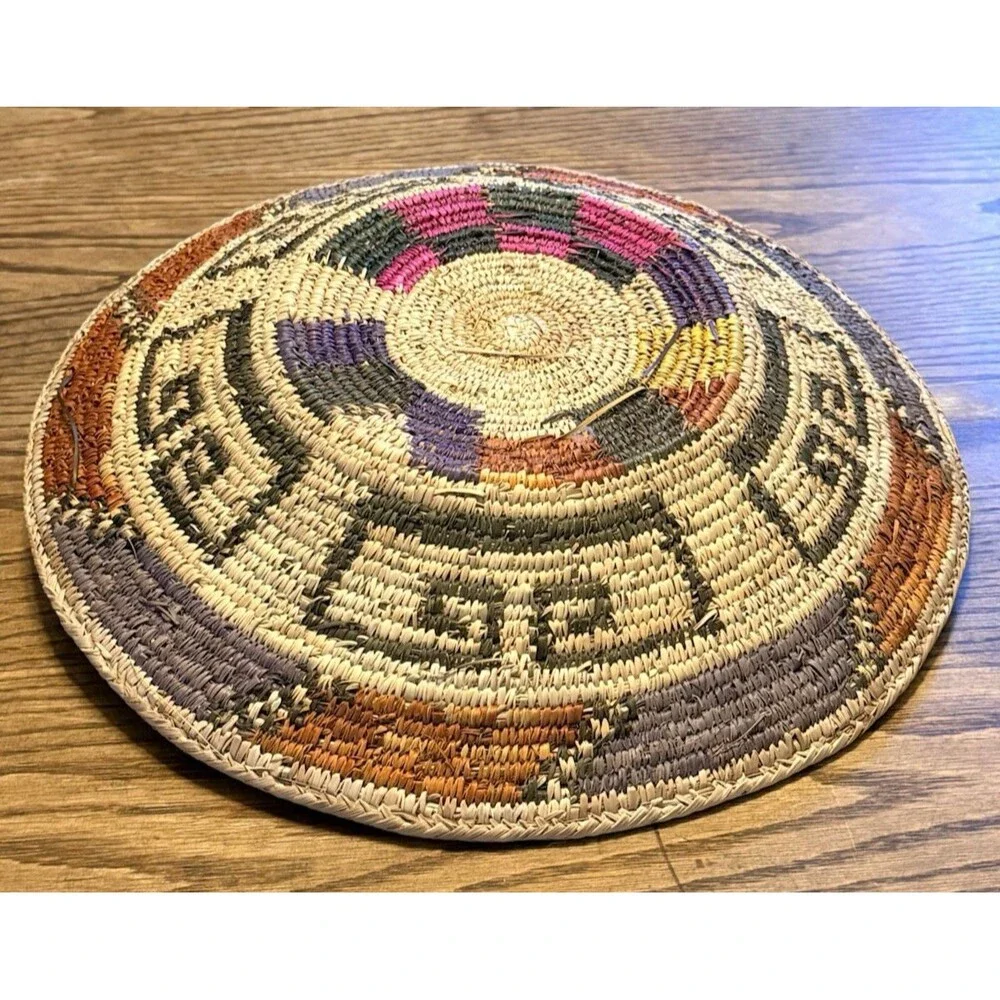 Woven Coil Colorful Basket Tight Weave Herringbone Rim 14
